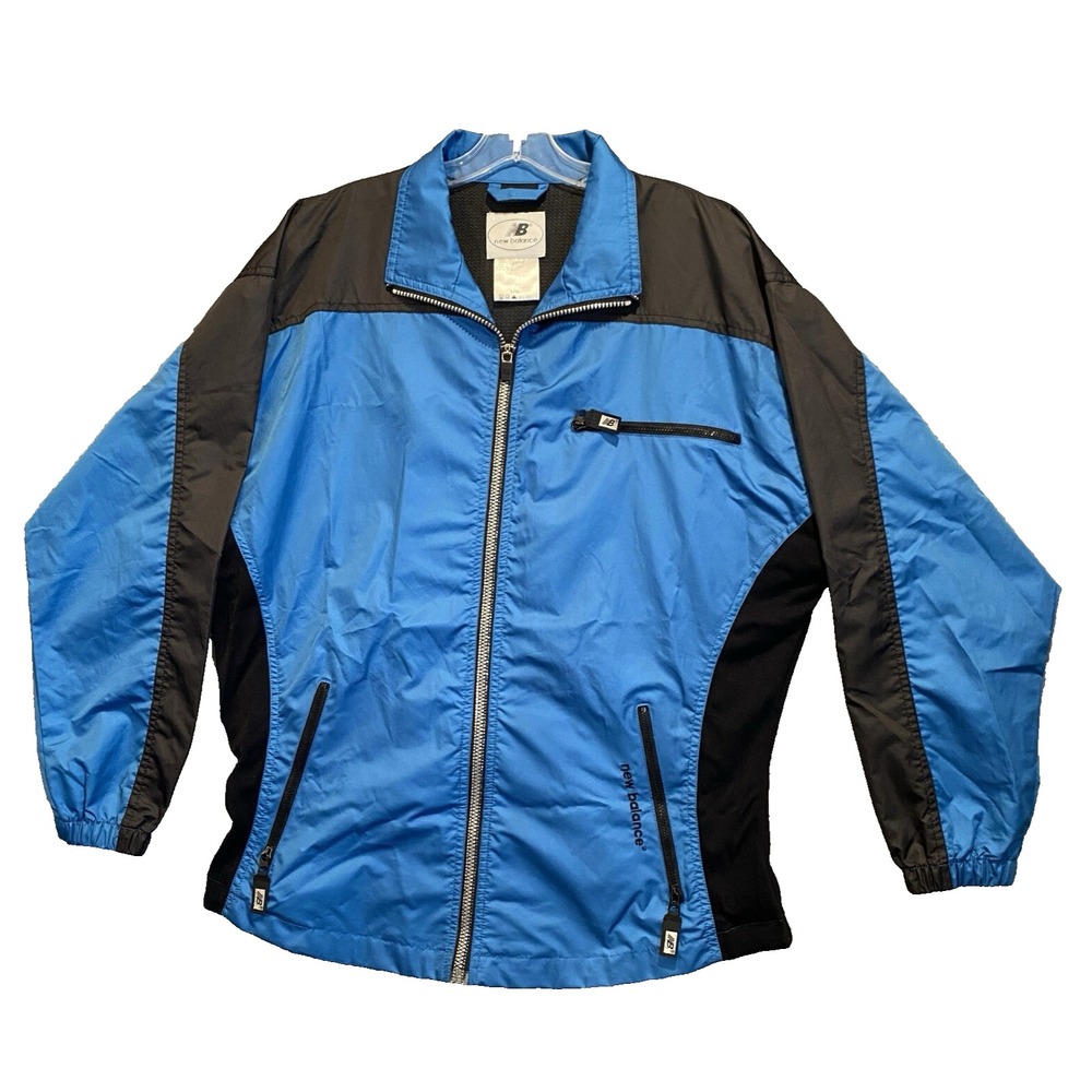 New Balance Full Zip Windbreaker Jacket‎ Vented Blue Black Large Casual